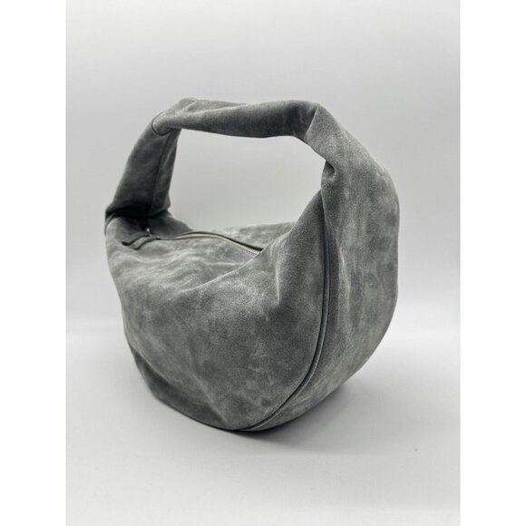 BY FAR Maxi Cush 100% cowhide leather large shoulder bag + Dust bag CEMENT SUEDE - Picture 5 of 14